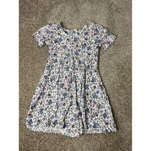 Vintage Hana Floral Mini Dress Womens Medium Made in USA Purple Blue Cottagecore